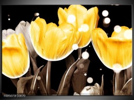 Foto canvas schilderij Tulp | Geel, Grijs