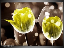Glas schilderij Tulp | Geel, Grijs