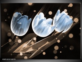 Foto canvas schilderij Tulp | Blauw, Grijs