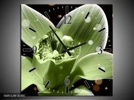 Wandklok op Canvas Iris | Kleur: Groen, Zwart | F005128C