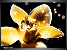 Foto canvas schilderij Bloem | Geel, Zwart