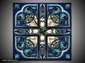 Wandklok op Glas Modern | Kleur: Blauw, Wit | F005249CGD