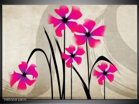 Foto canvas schilderij Bloem | Roze, Zwart, Creme