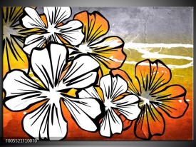 Foto canvas schilderij Art | Wit, Oranje, Grijs
