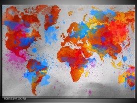 Glas schilderij Wereld | Grijs, Rood, Blauw