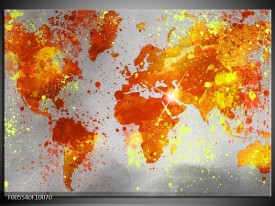 Foto canvas schilderij Wereld | Grijs, Oranje, Geel