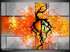 Foto canvas schilderij Boom | Oranje, Grijs, Zwart