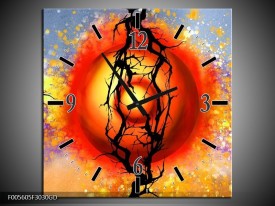Wandklok op Glas Art | Kleur: Rood, Zwart, Paars | F005605CGD