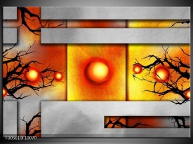 Glas schilderij Art | Grijs, Zwart, Oranje