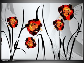 Foto canvas schilderij Tulp | Grijs, Oranje, Zwart