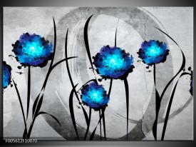 Foto canvas schilderij Tulp | Grijs, Blauw, Zwart