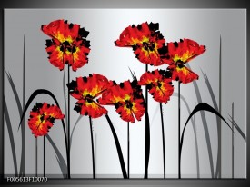 Glas schilderij Tulp | Oranje, Zwart, Grijs