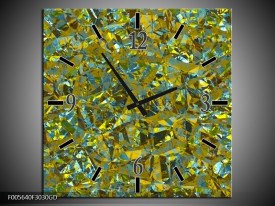 Wandklok op Glas Art | Kleur: Groen, Geel, Blauw | F005640CGD