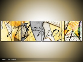 Canvas schilderij Art | Bruin, Geel | 160x40cm 4Luik