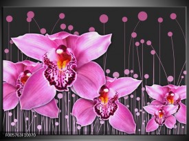 Foto canvas schilderij Orchidee | Roze, Grijs
