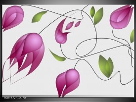 Foto canvas schilderij Tulp | Paars, Groen, Creme