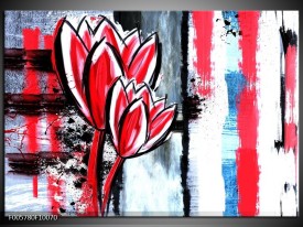 Foto canvas schilderij Tulp | Rood, Zwart, Wit