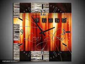 Wandklok op Glas Modern | Kleur: Oranje, Rood, Geel | F005800CGD