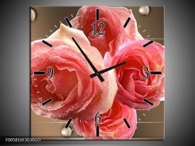 Wandklok op Glas Roos | Kleur: Sepia, Roze | F005816CGD