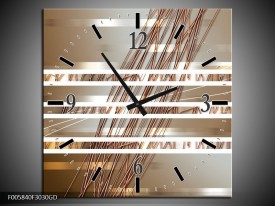 Wandklok op Glas Modern | Kleur: Goud, Bruin | F005840CGD