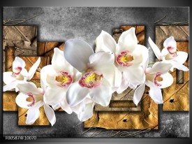 Foto canvas schilderij Orchidee | Grijs, Bruin, Wit