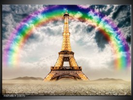 Glas schilderij Eiffeltoren | Goud, Grijs