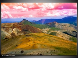 Foto canvas schilderij Bergen | Roze, Blauw, Groen