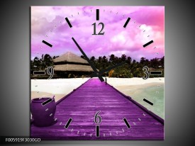 Wandklok op Glas Brug | Blauw, Paars, Grijs | F005919CGD