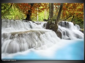 Foto canvas schilderij Waterval | Blauw, Bruin, Grijs