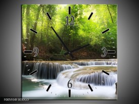 Wandklok op Glas Waterval | Groen, Blauw, Grijs | F005934CGD