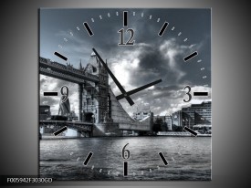 Wandklok op Glas Brug | Grijs, Wit | F005942CGD