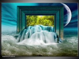 Foto canvas schilderij Waterval | Blauw, Groen, Wit