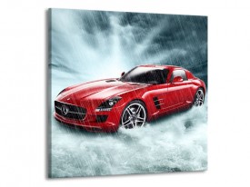 Canvas schilderij Mercedes | Wit, Rood, Zwart | 70x70cm 1Luik