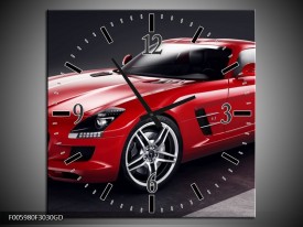 Wandklok op Glas Mercedes | Kleur: Rood, Zwart | F005980CGD