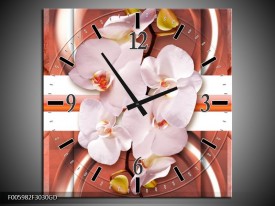 Wandklok op Glas Orchidee | Kleur: Wit, Rood | F005982CGD