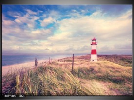 Foto canvas schilderij Strand | Blauw, Rood