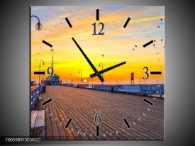 Wandklok op Glas Vakantie | Kleur: Geel, Blauw, Oranje | F005989CGD