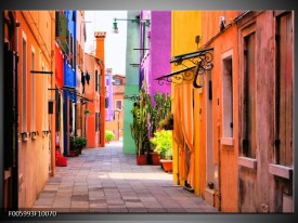 Foto canvas schilderij Venetie | Oranje, Paars, Blauw