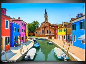 Glas schilderij Venetië | Blauw, Rood, Roze