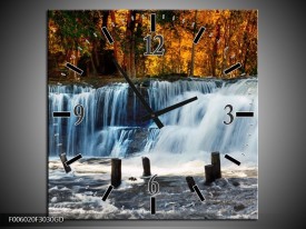 Wandklok op Glas Waterval | Kleur: Grijs, Bruin | F006020CGD