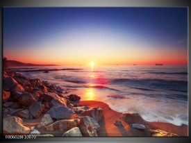 Foto canvas schilderij Zonsondergang | Rood, Oranje, Grijs