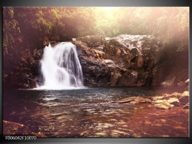 Foto canvas schilderij Waterval | Bruin, Wit