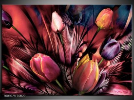 Glas schilderij Tulpen | Roze, Paars