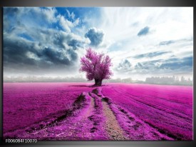 Foto canvas schilderij Boom | Paars, Roze, Grijs