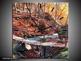 Wandklok op Glas Herfst | Kleur: Geel, Bruin | F006098CGD