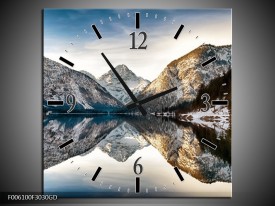 Wandklok op Glas Bergen | Kleur: Grijs, Blauw | F006100CGD
