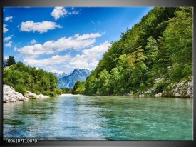 Foto canvas schilderij Bergen | Groen, Blauw