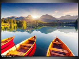 Foto canvas schilderij Boot | Oranje, Rood, Blauw