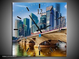 Wandklok op Glas Singapore | Kleur: Blauw, Groen, Bruin | F006123CGD