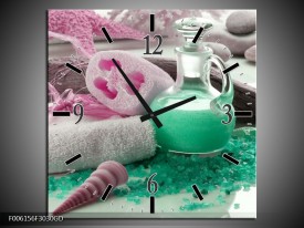 Wandklok op Glas Spa | Kleur: Groen, Roze | F006156CGD